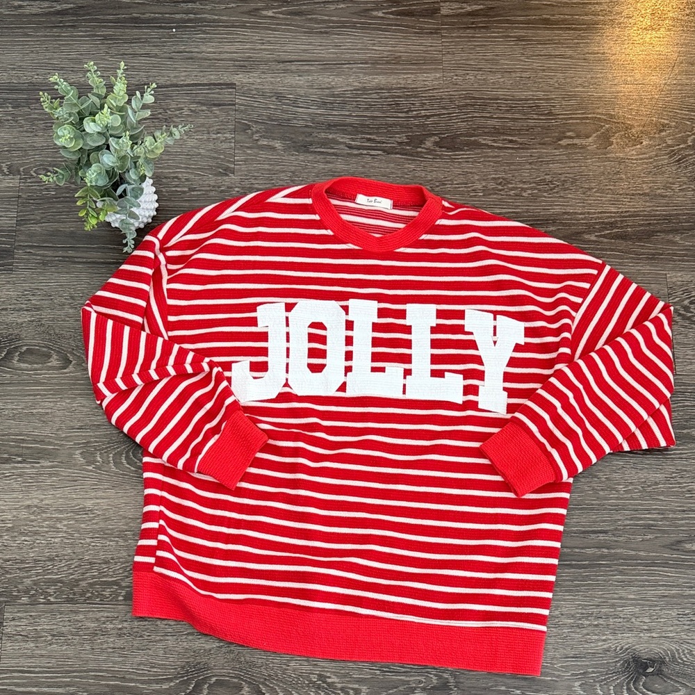 Pink Lily Red and White Striped Sweater